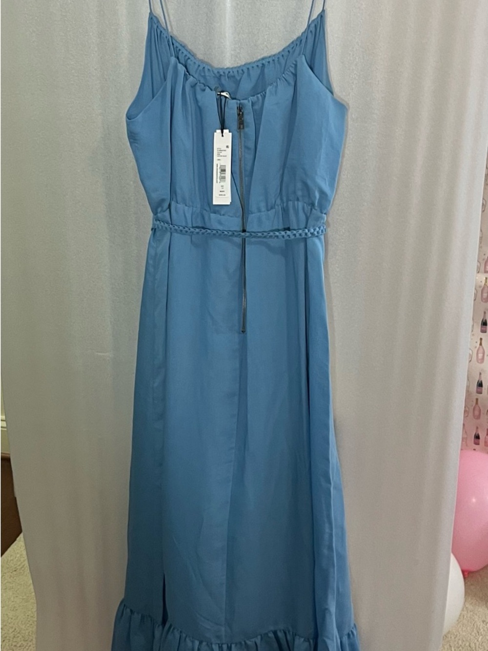 Alice + Olivia Powder Blue Maxi Dress with Braided Waist Tie